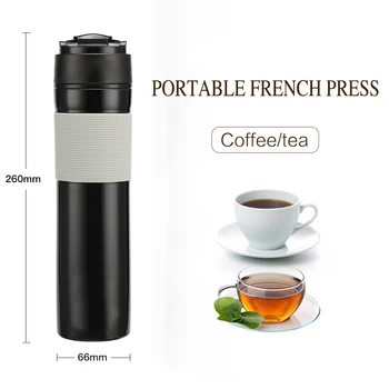 Nešiojamų prancūzijos Spauda Coffe Butelis Plastikinis Lauko Dulkių Kavos Stūmoklį Filtro Kavos Puodelio Kelionės Kavos Puodelis Kavos 300ml