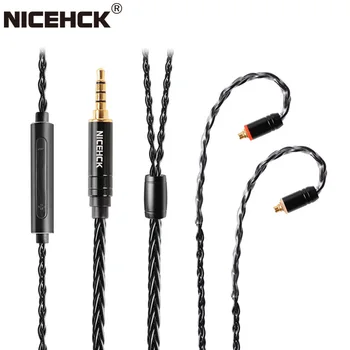 NiceHCK BlackWheat 8 Core Sidabro Padengtą Variu Mikrofono Kabelis MMCX/NX7/QDC/0.78 2Pin Su Mic už DB3 ZSN AS10 EDX CA4 C12