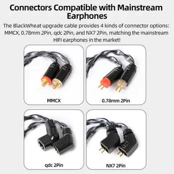 NiceHCK BlackWheat 8 Core Sidabro Padengtą Variu Mikrofono Kabelis MMCX/NX7/QDC/0.78 2Pin Su Mic už DB3 ZSN AS10 EDX CA4 C12