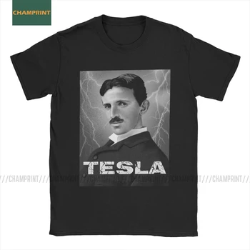 Nikola Tesla Vyrų T Shirts Mokslininkai Tema Išradėjas, Inžinierius Elektros Mokslo Juokingi Marškinėliai Trumpomis Rankovėmis T-Shirt Medvilnės