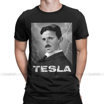 Nikola Tesla Vyrų T Shirts Mokslininkai Tema Išradėjas, Inžinierius Elektros Mokslo Juokingi Marškinėliai Trumpomis Rankovėmis T-Shirt Medvilnės