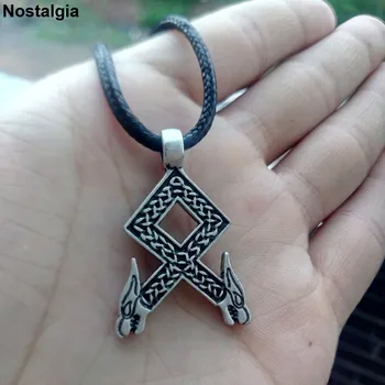 Nostalgija Skandinavų Vikingų Pakabukas Rune Othala Amuletas Vilkas Metalo Karoliai Gotikos Vyrų Ponios Papuošalai