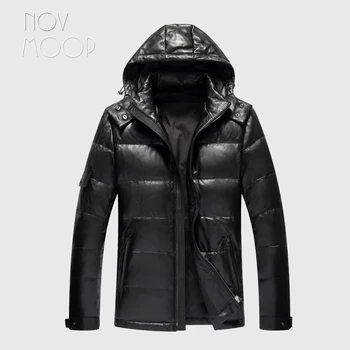 Novmoop kanada juoda slim drabužius gobtuvu avikailis odos originali pūkinė striukė vyrų žiemą storas kailis jaqueta masculino LT2833