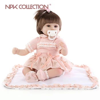 NPKCOLLECTION Naujas Reborn Baby Doll Minkšto Silikono Vinilo Nekilnojamojo Touch Naujagimių 16inch 40cm princesė bebes atgimsta mergina žaislai bonecas