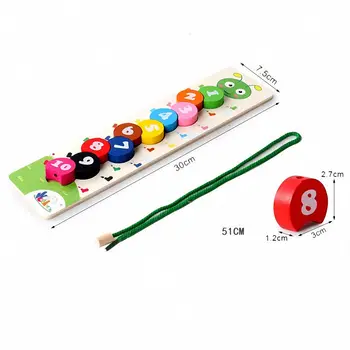 Numeriai Matematikos Žaislas Threading Caterpillar Plėtoti Žvalgybos, Mokytis Skaičiavimo Matematikos Mokymo Priemonių Vaikams, Mediniai Montessori Žaislas