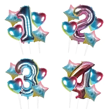 Numeris baliono rinkinys 0 1 2 3 4 5 6 7 8 9 Undinė džiunglių vienaragis Teminius gimtadienio balionas Laimingi Vaikai gimimo dieną skaitmeninis kolbų