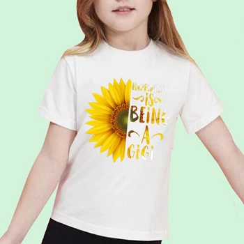 Nuo 2 Iki 14 Animacinių filmų Sunflowerr Dizaino Vaikų Juokingi marškinėliai Berniukams/mergaitėms Mielas Viršūnes Tees Vaikams Laisvalaikio Drabužiai, Kūdikių Juoda Balta