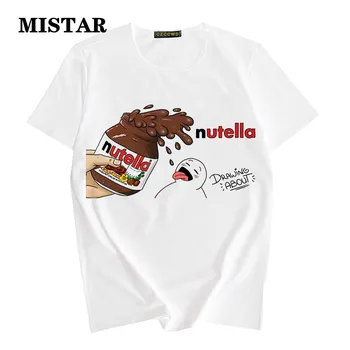 Nutella Estetinės T-shirt Moterims, Juokinga Spausdinti Tumblr Atsitiktinis Balta Tee 2020 Metų Vasaros Mados Grafinis t marškinėliai Moterims Drabužių