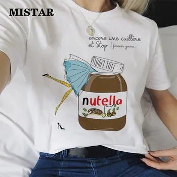 Nutella Estetinės T-shirt Moterims, Juokinga Spausdinti Tumblr Atsitiktinis Balta Tee 2020 Metų Vasaros Mados Grafinis t marškinėliai Moterims Drabužių