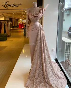 Nėriniai Oficialų Vakarinę Suknelę Vieną Petį Vestuves Chalatai Vestidos Formales 2021 Plius Dydis Dubajus Prom Dresses Ilgai Vakare Drabužiai