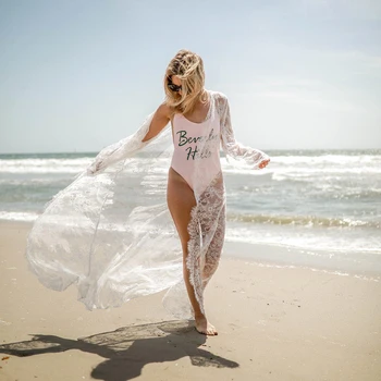 Nėrinių Gėlių Moterų Maxi Suknelė Naują Akių Matyti-Per Vasarą Padengti Suknelė Atsitiktinis Mados Paplūdimio Tinka Ilga Suknelė Minkštas Outwear Bather