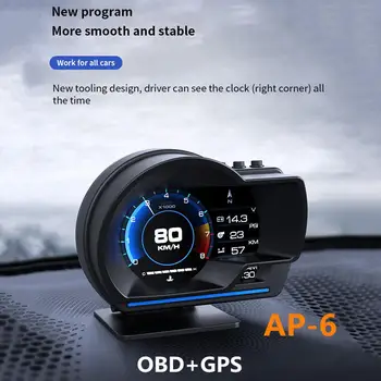 OBD+GPS Dual Sistema, Head-up Display Automobilį Pasukti HUD Su Signalizacijos Atmosfera Šviesos 100KPA/VSI Gps Spidometras Automobilio Greitis Projektorius