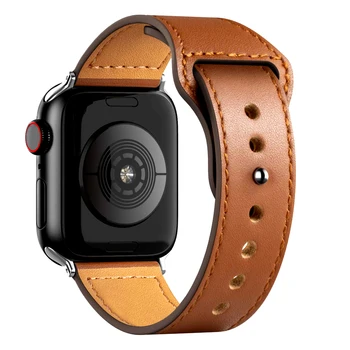Odinis dirželis, Apple watch band 44mm 40mm iWatch juosta 42mm 38mm natūralios Odos diržas apyrankė 