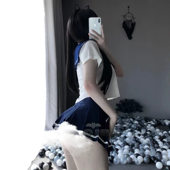 OJBK Seksualus apatinis Trikotažas Mokyklos Mergina Japonijos Erotiniai Kostiumai Babydoll Suknelė Moterims Cosplay Studentų Vienodą Moterų Miniskirt Pagunda