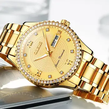 OLEVS didelis laikrodžiai vyrams prabangos prekės deimanto stiliaus kvarcinis žiūrėti vyrams, juoda ir aukso laikrodis vyrams, vandeniui mens dienų 2020 m.