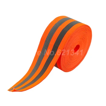 Oranžinė Juoda Atspindinti Elastinga Juosta, Juosta Smegenų Audinio Diržas Platus, 50mm x Dvigubo 10mm
