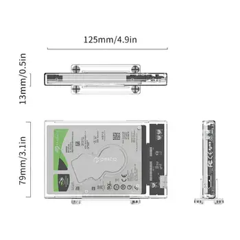 ORICO HDD Atveju, USB 3.0 SSD skaidri, aiški atveju Micro B 2.5 colių SATA Kietąjį Diską kietasis diskas SSD Talpyklos Išorinis