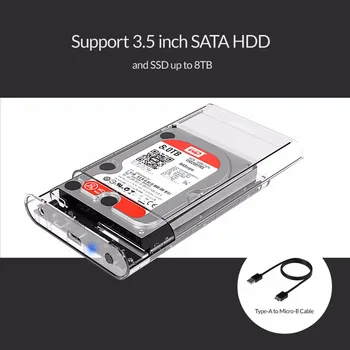 ORICO Skaidrus HDD Talpyklos Atveju Dėžutė 2.5 3.5 HDD SSD USB3.0 SATA3.0 HD Išorinis Adapteris Paramos UASP 16TB