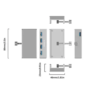 ORICO USB Hub Aliuminio Išorės 4Ports USB 3.0 Usb Skirstytuvo su 10-30mm Reguliuojamas laikiklis Macbook Air Nešiojamas kompiuteris, PC Kompiuteris, Šakotuvai