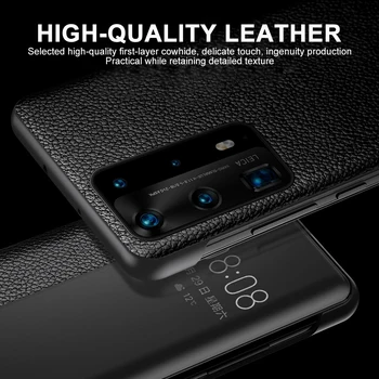 Originalaus Veidrodžio Smart Touch Peržiūrėti Natūralios Odos Apversti Apsaugoti Padengti Huawei P40 Pro Langą Atsparus Smūgiams Atveju P 40 Pro