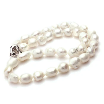 Originali balta baroko perlas karoliai moterims,ilgą didelis gėlo vandens Natūralių perlų karoliai, papuošalai 10-11mm mergina-geriausia dovana