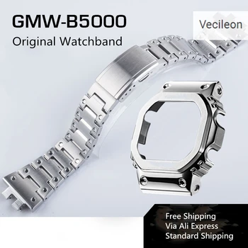 Originali Gamyklos Watchband ir Bezel Už GMW-B5000 316L Kieto Nerūdijančio Plieno Pakeitimo vyriškos Apyrankės Žiūrėti juosta