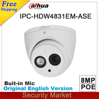 Originalus dahua anglų kalba IPC-HDW4831EM-ASE 8MP POE IR obuolio tinklo kameros VAIZDO IP kamera su IP67 Mikrofonas built-in H. 265
