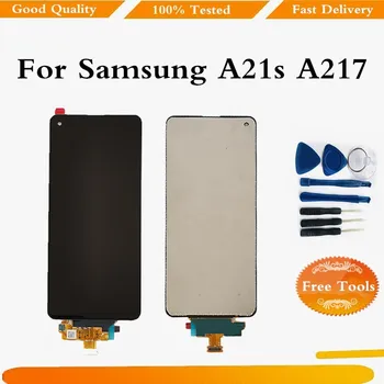 Originalus LCD Samsung A21s A217 A217F LCD Ekranas Jutiklinis Ekranas skaitmeninis keitiklis Surinkimo Samsung A217F Ekrano Rėmelis +Įrankiai