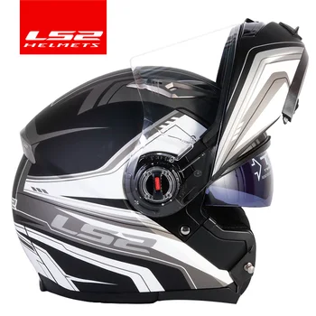 Originalus LS2 FF370 Apversti aukštyn motociklo šalmas dual shield su saulės objektyvas LS2 modulinės dvigubo lęšio antveidis capacete kasko moto Naujų lainerių