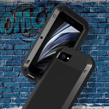 Originalus Meilės Mei Galingas Atveju iPhone 7 8 Šoko Purvo Įrodymas, Atsparus Vandeniui, Metalo Šarvai Padengti Telefono dėklas skirtas iPhone SE 2020 m.