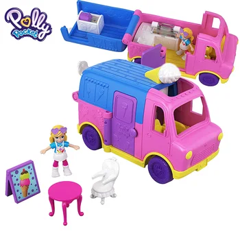 Originalus Polly Pocket Mini Automobilių Pollyville Šalis, Limuzino, Sunkvežimio Lauke Gimtadienį, Žaislai Mergaitėms, Vaikams, Dovanų Lėlės Namas Priedai Bonecas
