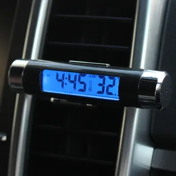 Oro išleidimo termometras, auto dalys, auto apdaila Automobilio Termometras Šviesos Laikrodis Automobilių Su Oro Išleidimo Termometras