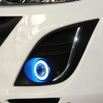 Ownsun COB Angel Eye Žiedai Projektoriaus Objektyvas su 3000K Halogeninės Lempos Šaltinis Juoda Rūko Žibintai, Buferio Dangtelis Mazda 3 Mazda3