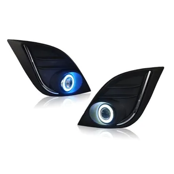 Ownsun COB Angel Eye Žiedai Projektoriaus Objektyvas su 3000K Halogeninės Lempos Šaltinis Juoda Rūko Žibintai, Buferio Dangtelis Mazda 3 Mazda3