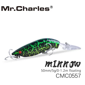P. Charles CMC0557 Žvejybos Masalas, 50mm/5g 0-1.2 m Plūduriuojantis Kokybės Profesionalus Pieštukas Sunku Masalas 3D Akis Crankbait