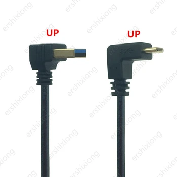 Paauksuoti 90 laipsnių AUKŠTYN Žemyn Kampu USB 3.0 Male su USB3.1 Tipas-C, Vyrų Down /Up Kampas USB Duomenų Sync & Charge Cable Jungtis