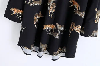 Palaidi Ilgi Marškinėliai Moterims 2019 m. Rudenį Naujų Mados ir Tigras, Leopardas Spaudiniai ilgomis Rankovėmis Šiuolaikinės Mergina Atsitiktinis Gyvūnų Marškiniai