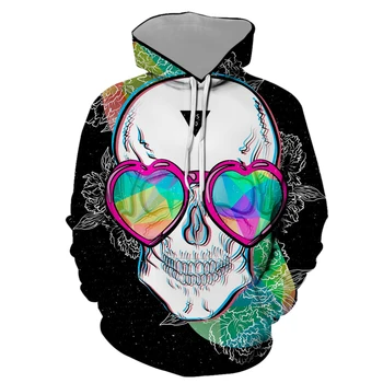Palaidinės vyro Plius Dydžio 3D spausdinimo kaukolė Spausdinti Kabrioletas Hoodie Sweatershirt Viršūnes Palaidinukė žmogus klientų dizainas WY50