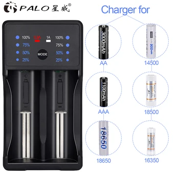 PALO 2VNT 18650 baterija, 3200mah, 3,7 v 18650 akumuliatorius su USB įkroviklio), 3,7 v ličio baterija 14500 18500 18650