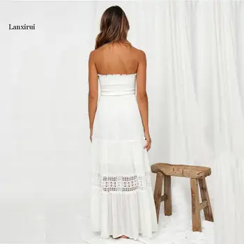 Paplūdimio Suknelė Seksualus Baltas Stebėjimo Suknelės Boho Atostogų Vasarą Ilgai Nėrinių Tuščiaviduriai Iš Moterų Šalis Suknelė Vestidos