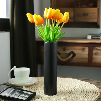 Paprasta Modernaus Matinės Juodos Keramikos Meno Vaza Valgomojo Stalo Dekoro Gėlių Vazos, Papuošalai