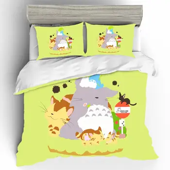 Patalynės Komplektai Mielas Totoro Patalynė Nustatyti Antklode Padengti Vieno Karalienė King Size Namų Tekstilės Anime Patalynės Komplektas Roupa Cama De Paklode