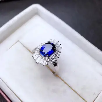 Patrauklus mėlynas safyras brangakmenio žiedas nekilnojamojo 925 sidabro gražūs Papuošalai moterims gamtos perlas mergina gimtadienio dovana meilės dienos