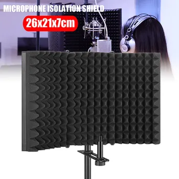 Patvarus Studija Mikrofonas Atskirai Shield Nešiojamasis Garso Absorbavimo Įrašymo Putų Skydelis 26x21x7CM Įrašų Studijoje Namų Reikmenys