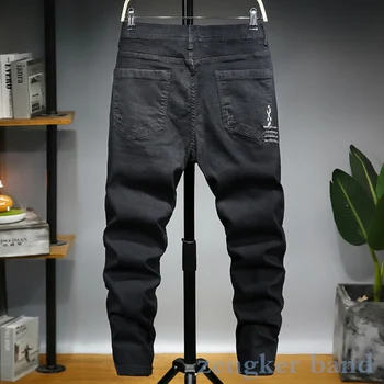 Pavasario black jeans vyriški haremo kelnės atsitiktinis palaidų juoda didelio dydžio plius dydis elastinga aukštos juosmens jaunimo kelnes 6XL 5XL
