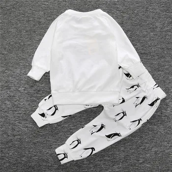 Pavasarį ir Rudenį berniuko drabužiai, kūdikių drabužiai mados medvilnės ilgomis rankovėmis marškinėliai+kelnės Naujagimiui drabužių didmeninės