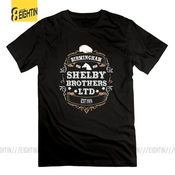 Peaky Laukai Tee Marškinėliai Shelby Brothers LTD Trumpas Rankovėmis vyriški T Shirts Įgulos Kaklo Aukštos Kokybės Grynos Medvilnės Marškinėliai