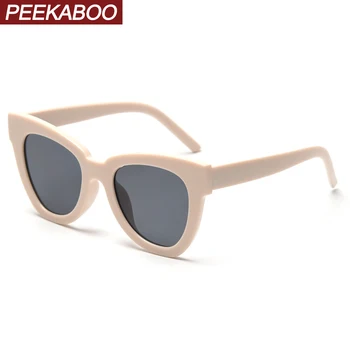 Peekaboo moterų didelis rėmo akiniai nuo saulės moterims, smėlio spalvos retro juoda dovanos moteriški saulės akiniai cat eye pavasario vasaros 2021 uv400