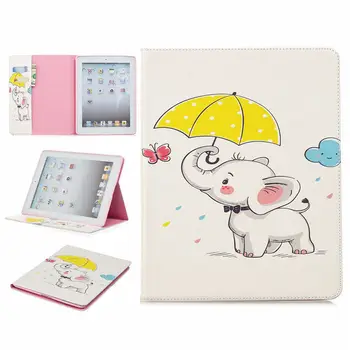 Pelėda Dramblys Padengti iPad 234, Lucury PU Odos Smart Stovėti Shell Tablet Case For ipad 4 2 3,9.7 colių su Auto Pabusti/Miego
