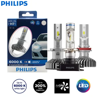 Philips X-treme Ultinon LED H4, H7, H8, H11 H16 9005 HB3 HB4 9006 12V 6000K Automobilio LED Žibintas Auto Rūko Žibintai +200% Ryškesnis (Twin)